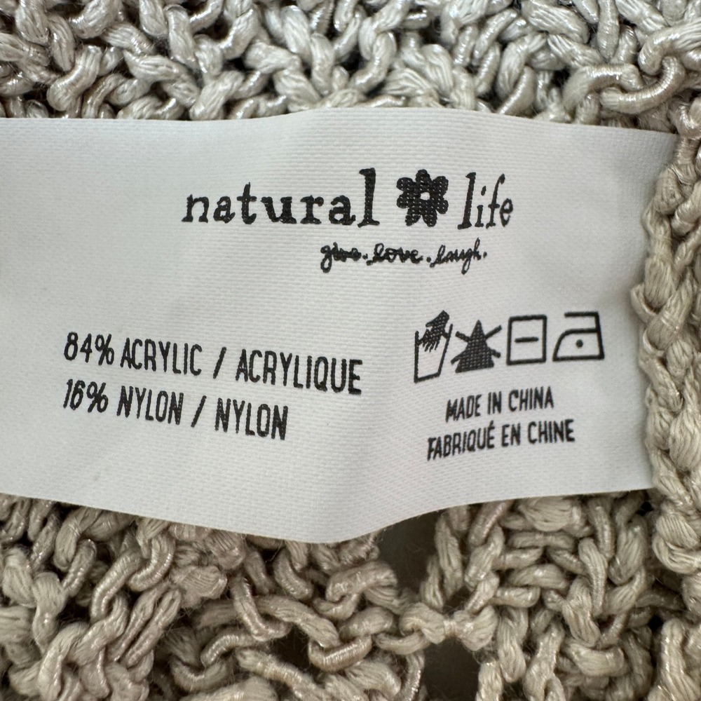 Natural Life Open Knit Diamond Crochet Pointelle Tank XL Beige Neutral NEW w tag - Picture 5 of 8